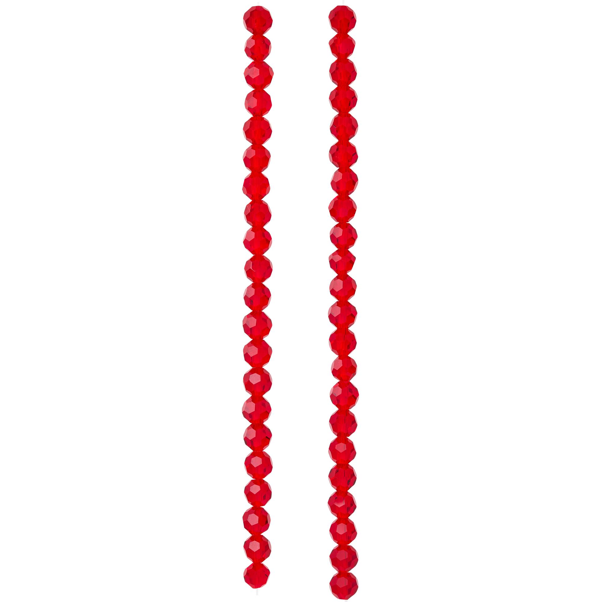 Ruby Faceted Glass Round Beads, 6mm by Bead Landing™